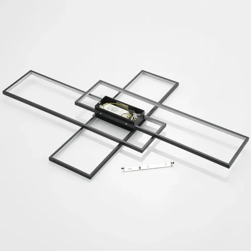 Lindby Plafonnier LED Tetson, noir, métal, intensité variable| Plafonniers Led|Plafonniers