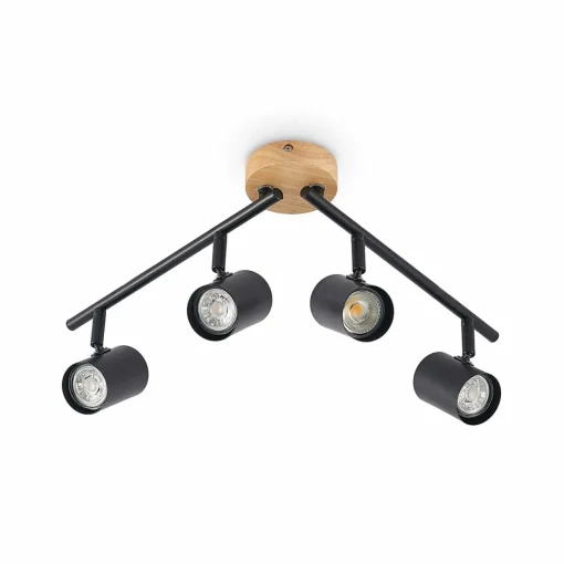 Lindby plafonnier Xiomara, 4 lampes, longueur 68 cm, bois| Luminaires Led D'Intérieur