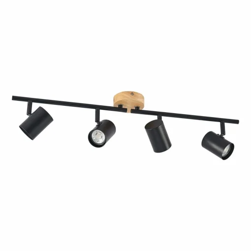 Lindby plafonnier Xiomara, 4 lampes, longueur 68 cm, bois| Luminaires Led D'Intérieur