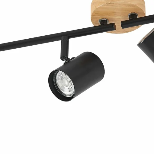 Lindby plafonnier Xiomara, 4 lampes, longueur 68 cm, bois| Luminaires Led D'Intérieur