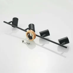 Lindby plafonnier Xiomara, 4 lampes, longueur 68 cm, bois| Luminaires Led D'Intérieur