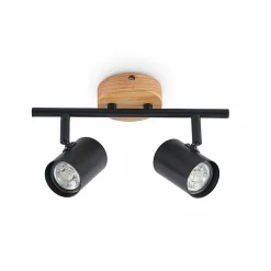 Lindby plafonnier Xiomara, à 2 lampes, longueur 27 cm, bois| Plafonniers Led|Plafonniers