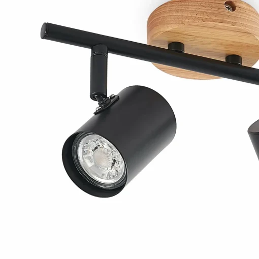 Lindby plafonnier Xiomara, à 2 lampes, longueur 27 cm, bois| Plafonniers Led|Plafonniers
