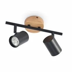 Lindby plafonnier Xiomara, à 2 lampes, longueur 27 cm, bois| Plafonniers Led|Plafonniers