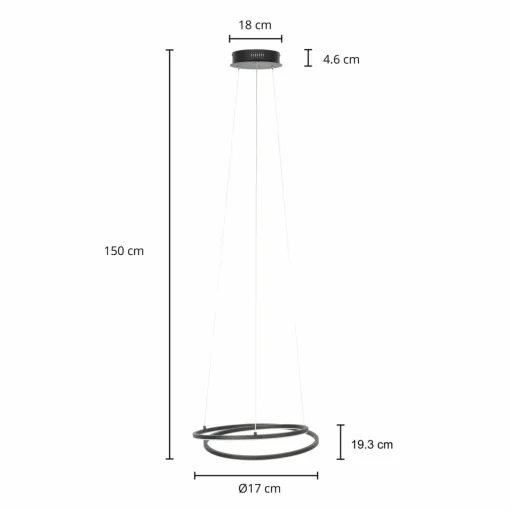 Lindby Raycho Suspension LED, avec variateur, noir| Suspensions Led|Suspensions