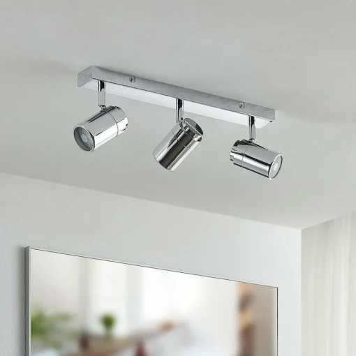 Lindby Remilan plafonnier avec spots, chromé, long| Spots Et Projecteurs Led|Spots