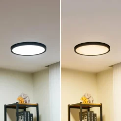 Lindby Smart Plafonnier LED Pravin, Ø 40 cm, CCT, noir| Plafonniers Led|Plafonniers