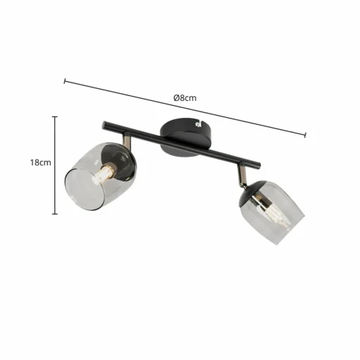 Lindby Spot Katjana, à 2 lampes, 27,5 cm de long, verre fumé| Spots Et Projecteurs Led|Spots