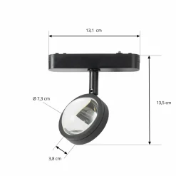 Lindby spot LED 48 V Lumaro, noir, Ø 7,3 cm, aluminium, intensité variable| Luminaires Led D'Intérieur