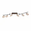 Lindby spot LED Manel, bois, 152 cm de long, à 6 lampes| Plafonniers Led|Plafonniers