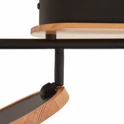 Lindby spot LED Manel, bois, 152 cm de long, à 6 lampes| Plafonniers Led|Plafonniers