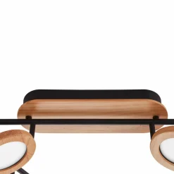 Lindby spot LED Manel, bois, 152 cm de long, à 6 lampes| Plafonniers Led|Plafonniers