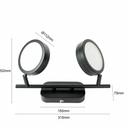 Lindby spot Neros, noir, à 2 lampes, 31,5 cm, CCT, fer| Spots Et Projecteurs Led|Spots