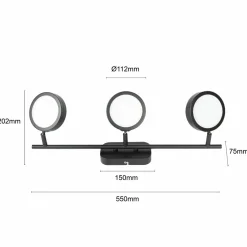 Lindby spot Neros, noir, 3 lampes, 55 cm, CCT, fer| Spots Et Projecteurs Led|Spots