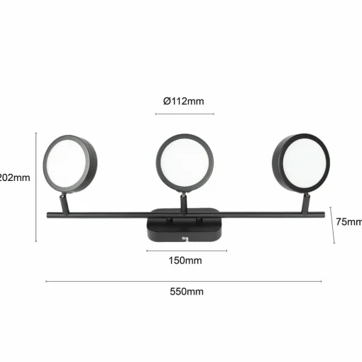 Lindby spot Neros, noir, 3 lampes, 55 cm, CCT, fer| Spots Et Projecteurs Led|Spots