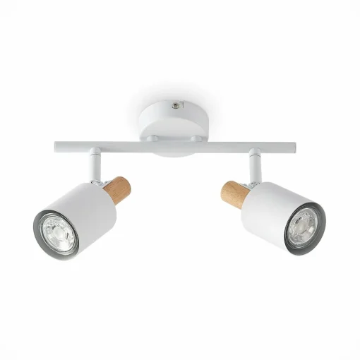 Lindby spot pour plafond Junes, 2 lampes, 33 cm de long, blanc, bois| Spots Et Projecteurs Led|Spots