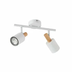 Lindby spot pour plafond Junes, 2 lampes, 33 cm de long, blanc, bois| Spots Et Projecteurs Led|Spots