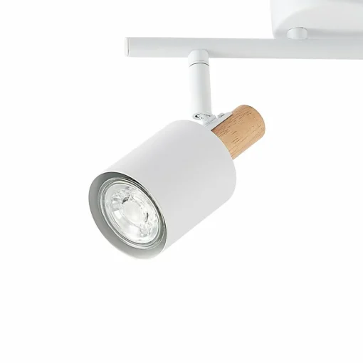 Lindby spot pour plafond Junes, 2 lampes, 33 cm de long, blanc, bois| Spots Et Projecteurs Led|Spots
