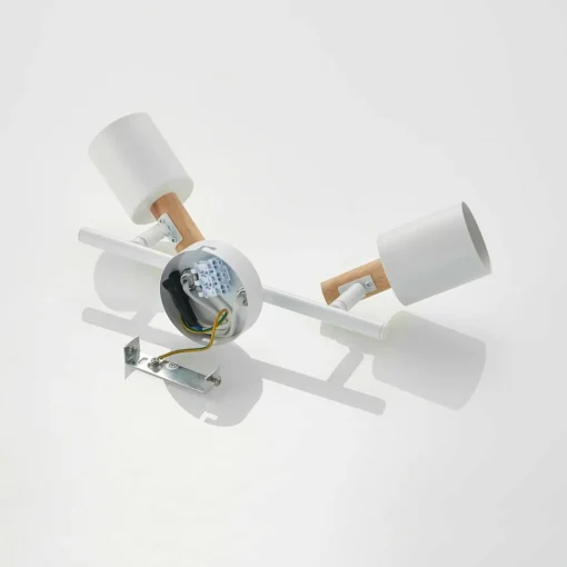 Lindby spot pour plafond Junes, 2 lampes, 33 cm de long, blanc, bois| Spots Et Projecteurs Led|Spots