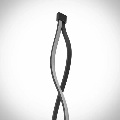 Lindby Welina lampadaire LED, torsadé, noir| Lampadaires Led|Lampadaires