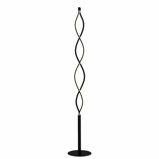 Lindby Welina lampadaire LED, torsadé, noir| Lampadaires Led|Lampadaires