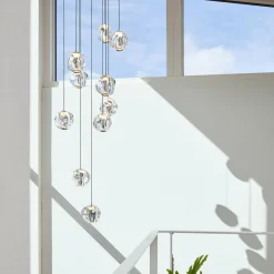 LOOM DESIGN Suspension LED Ice Ball, chrome/clair à 10 lampes| Suspensions Led|Suspensions