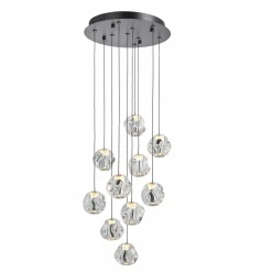 LOOM DESIGN Suspension LED Ice Ball, chrome/clair à 10 lampes| Suspensions Led|Suspensions