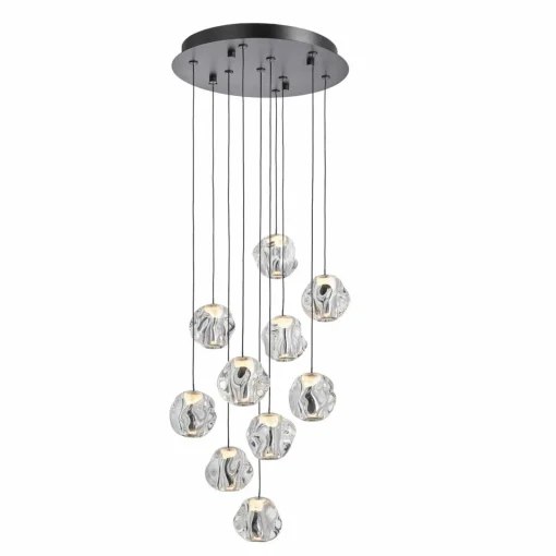 LOOM DESIGN Suspension LED Ice Ball, chrome/clair à 10 lampes| Suspensions Led|Suspensions