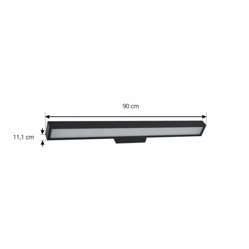 Lucande Applique murale LED pour salle de bain Zafira, noir, aluminium, 90| Appliques Murales Led|Appliques Murales