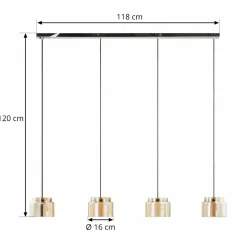 Lucande Diano suspension, ambrée, à 4 lampes| Suspensions Led|Suspensions