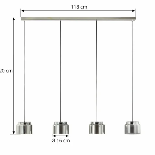 Lucande Diano suspension, gris fumée, à 4 lampes| Suspensions Led|Suspensions