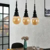 Lucande Gesja suspension 3 lampes allongée noire| Suspensions Led|Suspensions