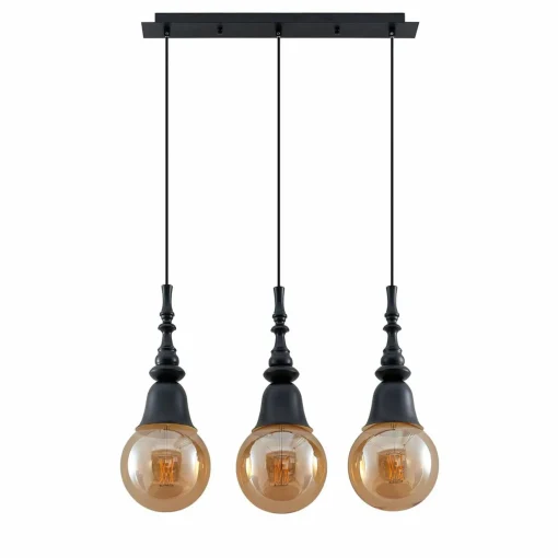 Lucande Gesja suspension 3 lampes allongée noire| Suspensions Led|Suspensions