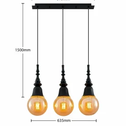 Lucande Gesja suspension 3 lampes allongée noire| Suspensions Led|Suspensions