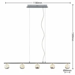 Lucande Kilio suspension LED, à 5 lampes, chromée| Suspensions Led|Suspensions