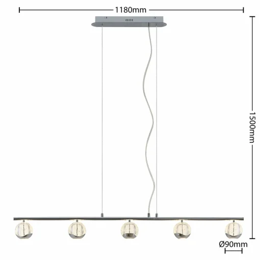 Lucande Kilio suspension LED, à 5 lampes, chromée| Suspensions Led|Suspensions