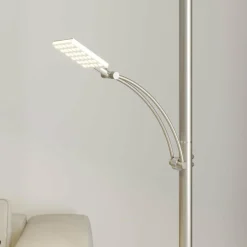 Lucande lampadaire à éclairage indirect Parthena, nickel| Lampadaires Led|Lampadaires