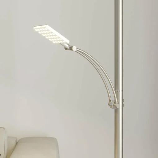 Lucande lampadaire à éclairage indirect Parthena, nickel| Lampadaires Led|Lampadaires