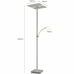 Lucande lampadaire à éclairage indirect Parthena, nickel| Lampadaires Led|Lampadaires