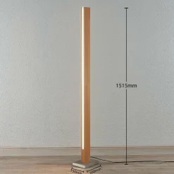 Lucande lampe sur pied LED Tamlin, hêtre, bois, 151,5 cm, 3000K| Lampadaires Led|Lampadaires