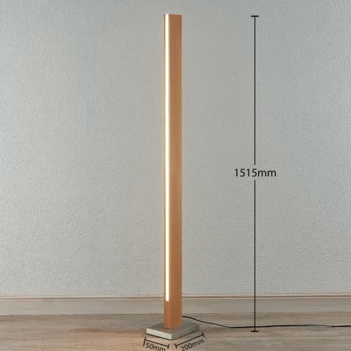 Lucande lampe sur pied LED Tamlin, hêtre, bois, 151,5 cm, 3000K| Lampadaires Led|Lampadaires