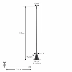 Lucande lampe sur pied LED Linija, noir, hauteur 110 cm, capteur| Lampadaires Led|Lampadaires