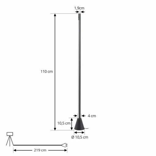 Lucande lampe sur pied LED Linija, noir, hauteur 110 cm, capteur| Lampadaires Led|Lampadaires