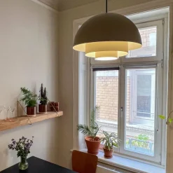 Lucande Nymara suspension LED, beige, aluminium, Ø 40 cm| Suspensions Led|Suspensions