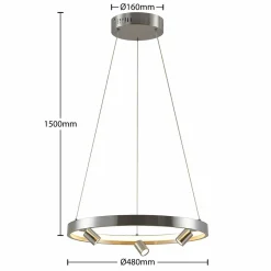 Lucande Paliva suspension LED, 48 cm, nickel| Suspensions Led|Suspensions