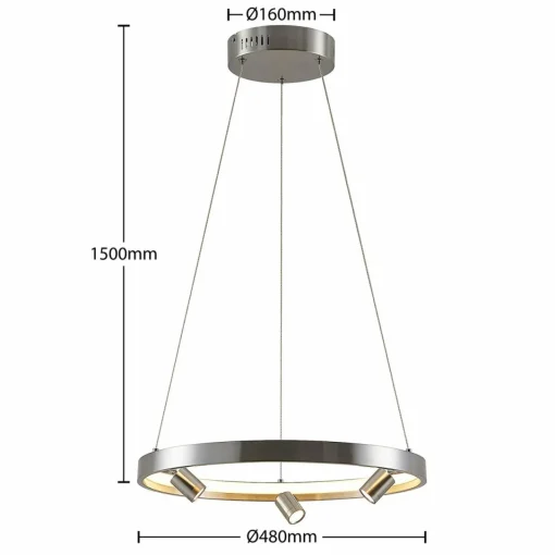Lucande Paliva suspension LED, 48 cm, nickel| Suspensions Led|Suspensions