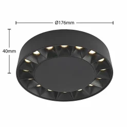Lucande Plafonnier d'extérieur LED Kelissa, rond, noir| Plafonniers Led|Plafonniers