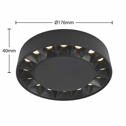 Lucande Plafonnier d'extérieur LED Kelissa, rond, noir| Plafonniers Led|Plafonniers