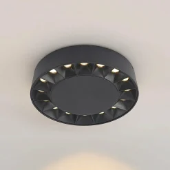 Lucande Plafonnier d'extérieur LED Kelissa, rond, noir| Plafonniers Led|Plafonniers