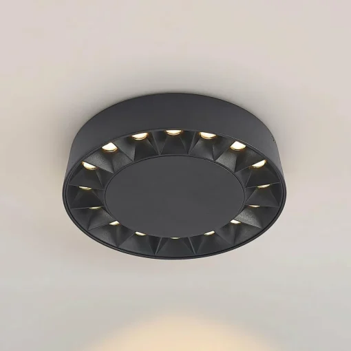 Lucande Plafonnier d'extérieur LED Kelissa, rond, noir| Plafonniers Led|Plafonniers